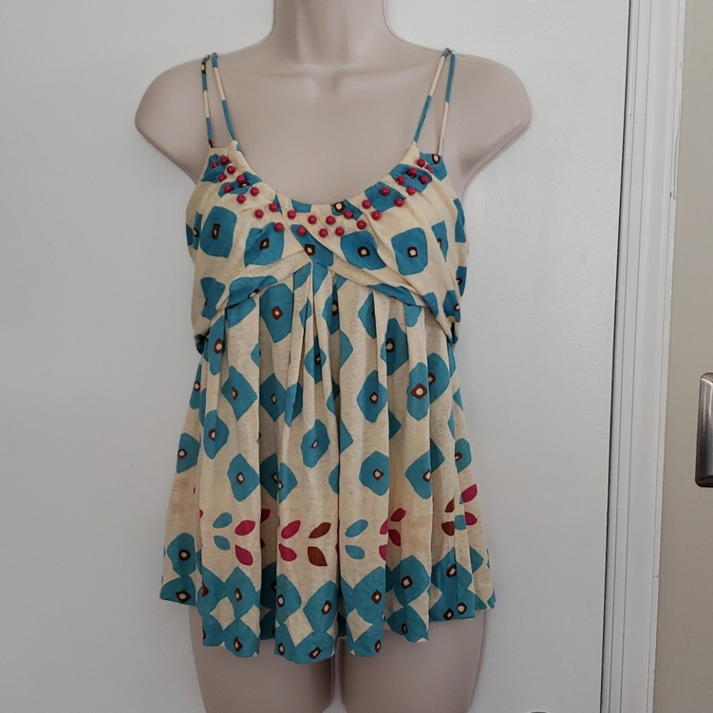 Diane Von Furstenberg Natone Linen & Silk Strappy Tank Size S
